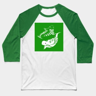 beluga whale in green ecopop pattern mandala Baseball T-Shirt